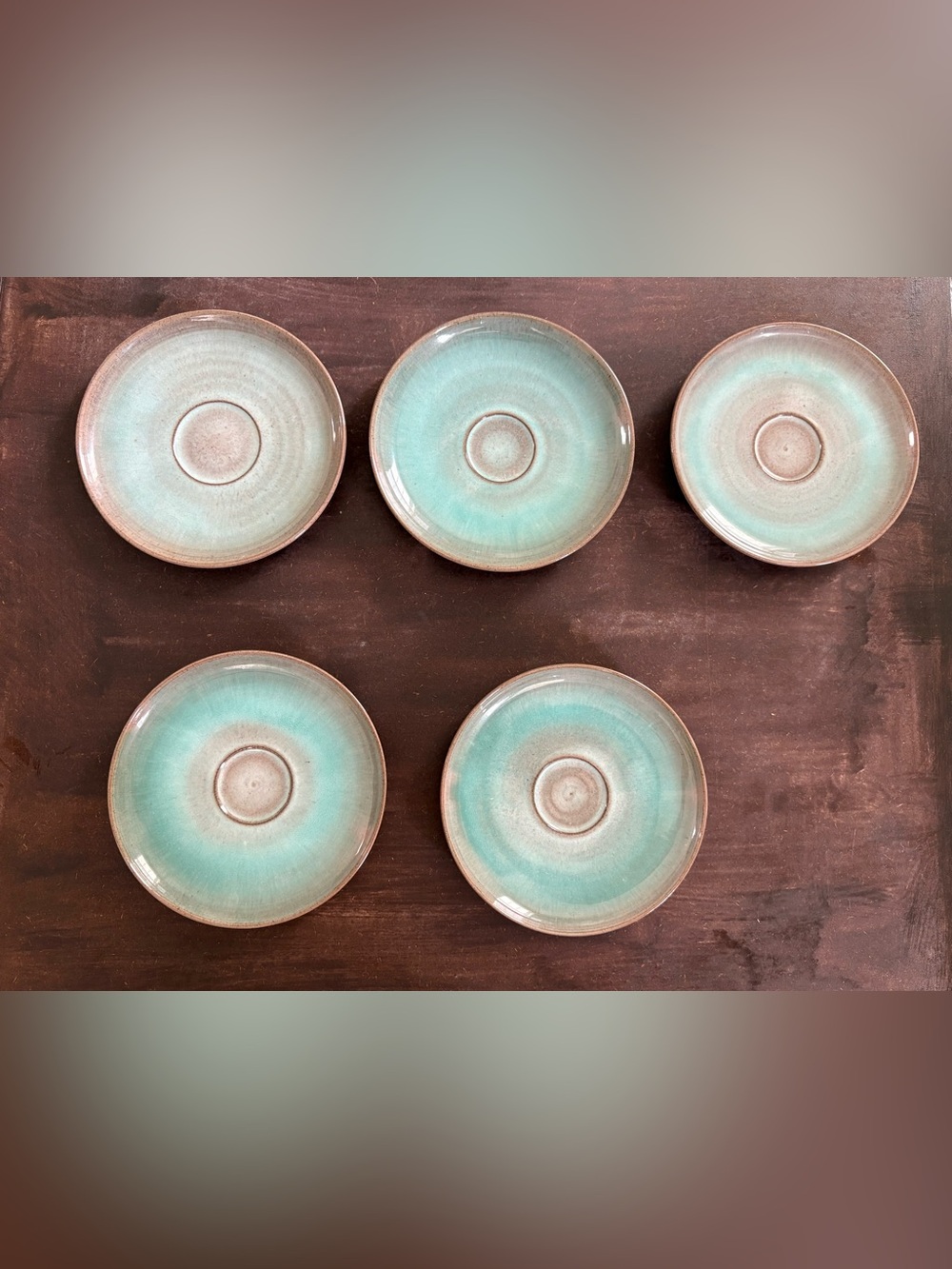 Set of 5 Rare Signed Scheier Pottery Saucers Mid-Century Hand-Thrown Dishware
